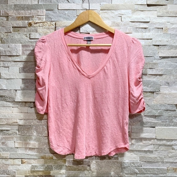 CHELSEA 28 pink ruched elbow sleeve top size XS - Picture 2 of 7